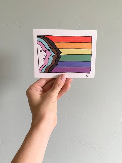 My Little Belleville Pride Flag Postcards | Progressive flag | Trans Lives Matter | Gay Pride | LGBTQ+ product