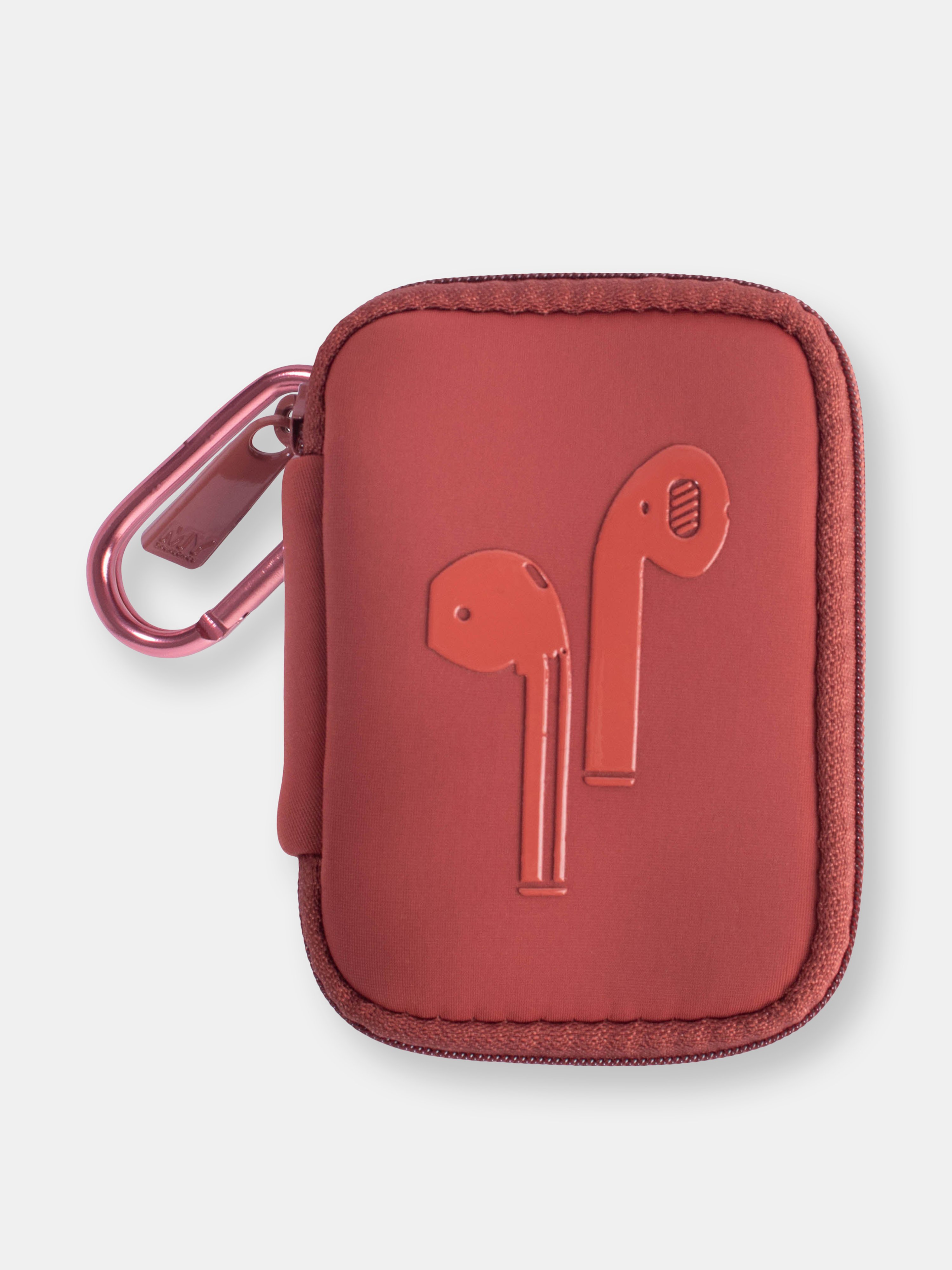 Mytagalongs Ear Bud Case With Carabiner In Brown