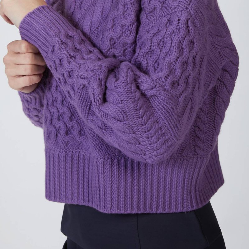Shop Naadam Cable Crewneck Sweater In Purple