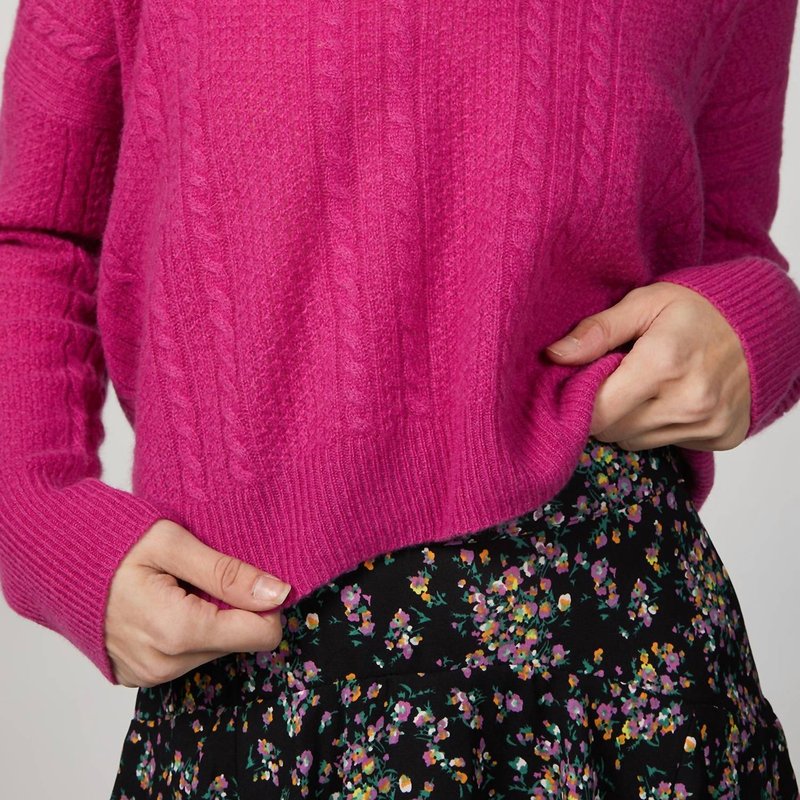 Naadam Cable Knit V-neck Sweater In Pink