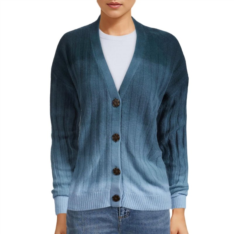 Shop Naadam Cashmere Dip Dyed Cardigan In Blue