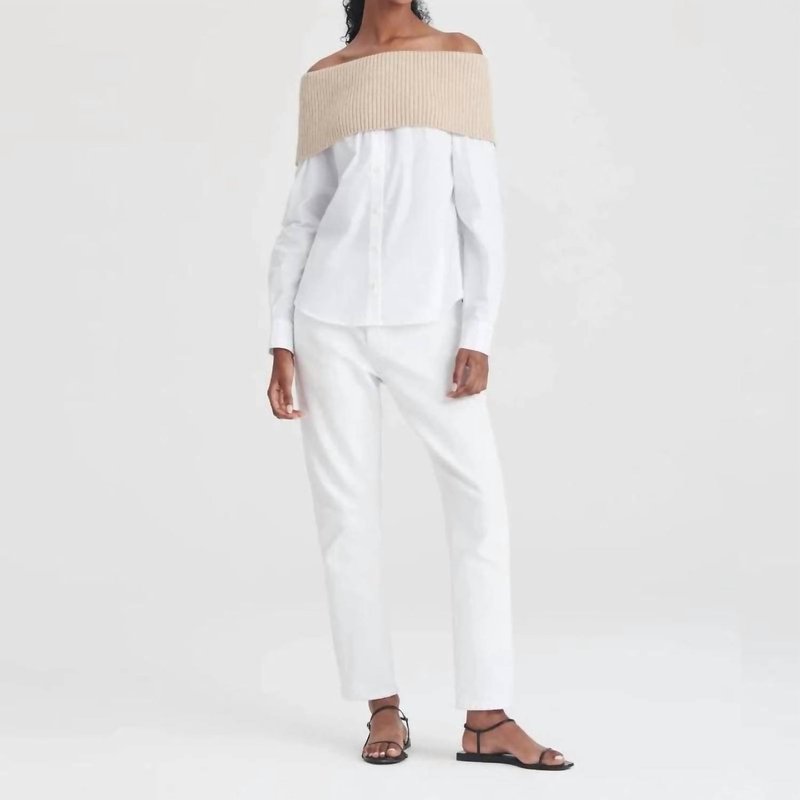 Shop Naadam Cotton Cashmere Mixed Media Top In White