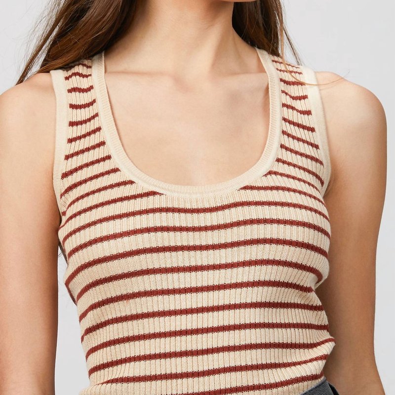 Naadam Striped Ribbed Tank In Brown