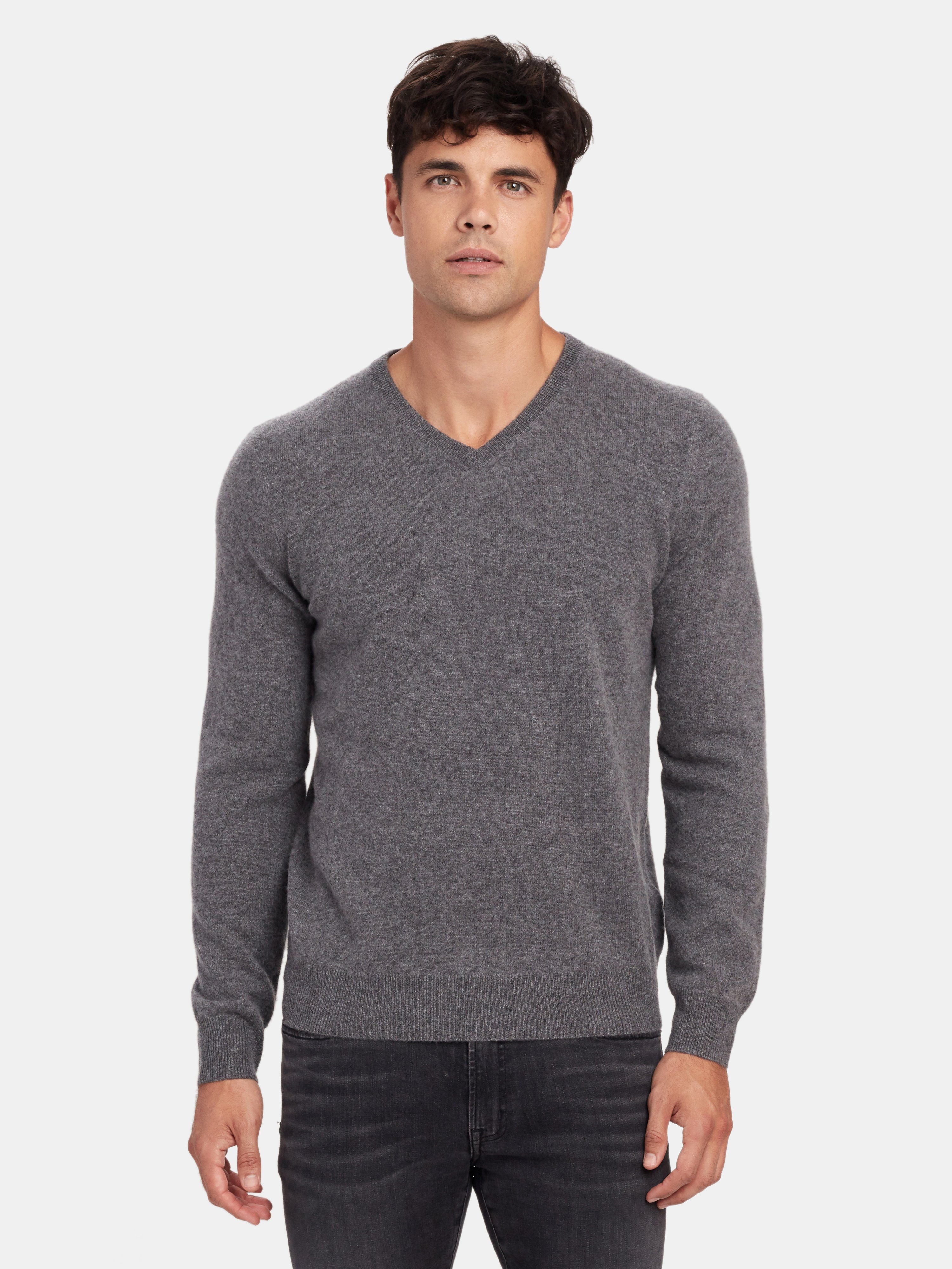 Naadam V-neck Pullover Sweater In Granite
