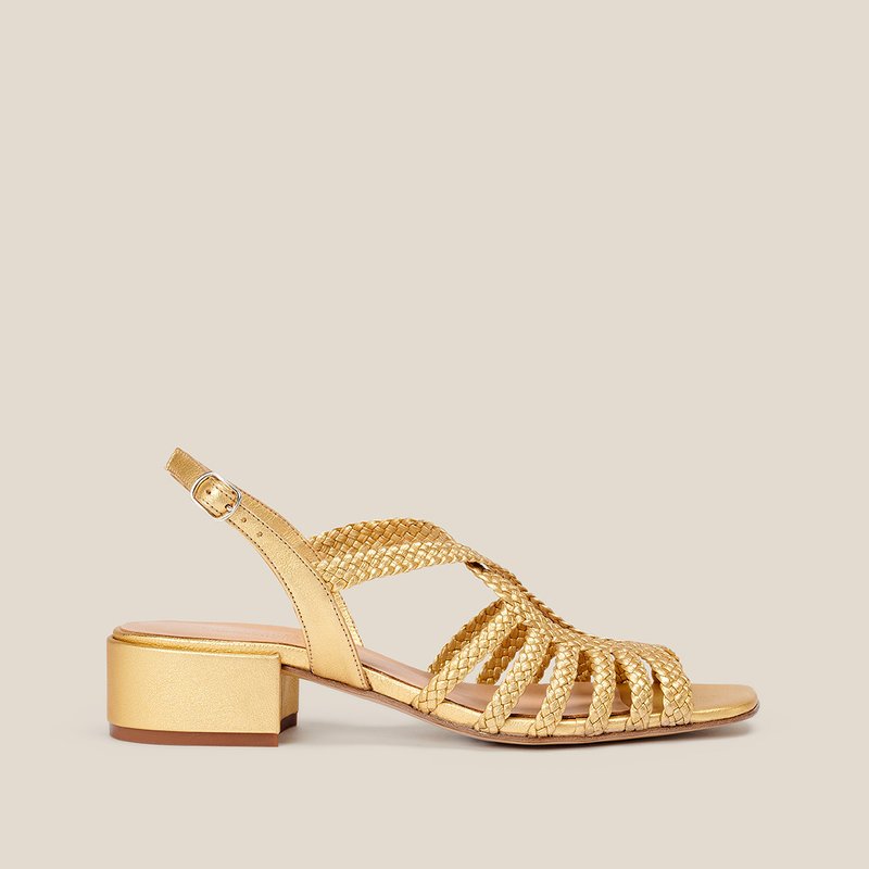 Shop Naguisa Raco Gold Square Low Sandal In Yellow