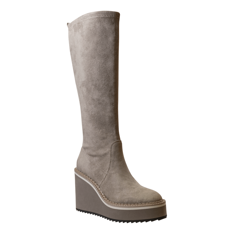 Naked Feet Apex Wedge Knee High Boots In Grey