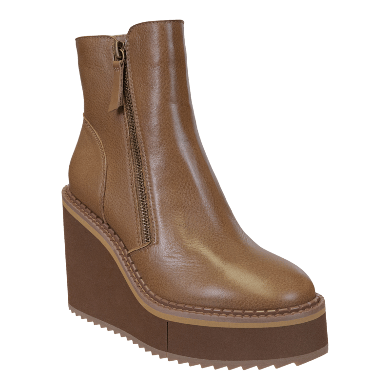 Shop Naked Feet Avail Wedge Ankle Boots In Brown