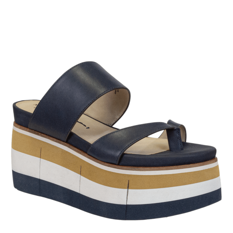 Naked Feet Flux Wedge Sandals In Navy