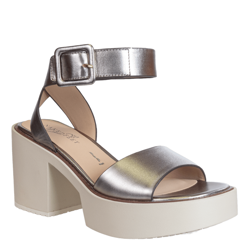 Shop Naked Feet Iconoclast Heeled Sandals In Grey