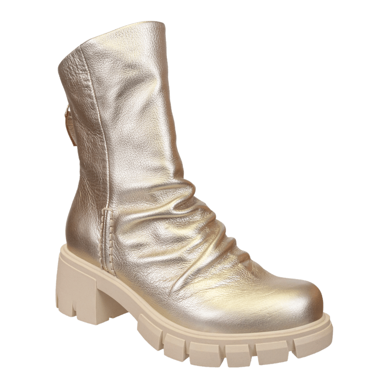 Shop Naked Feet Protocol Heeled Mid Shaft Boots In Gold