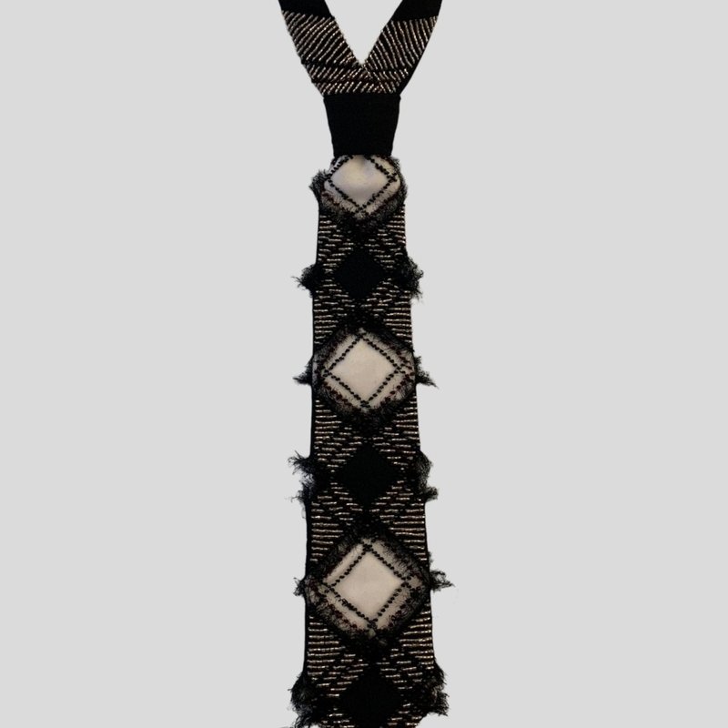 Nandanie Crystal Argyle Classic Necktie In Black
