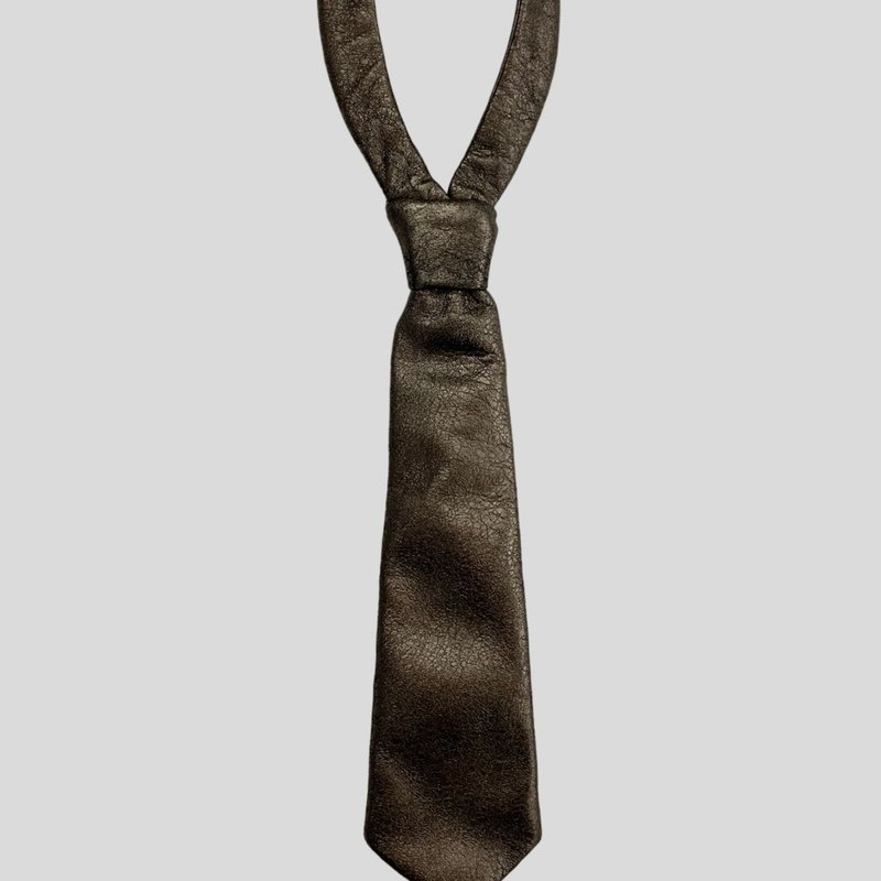 Nandanie Metallic Leather Petite Necktie In Grey
