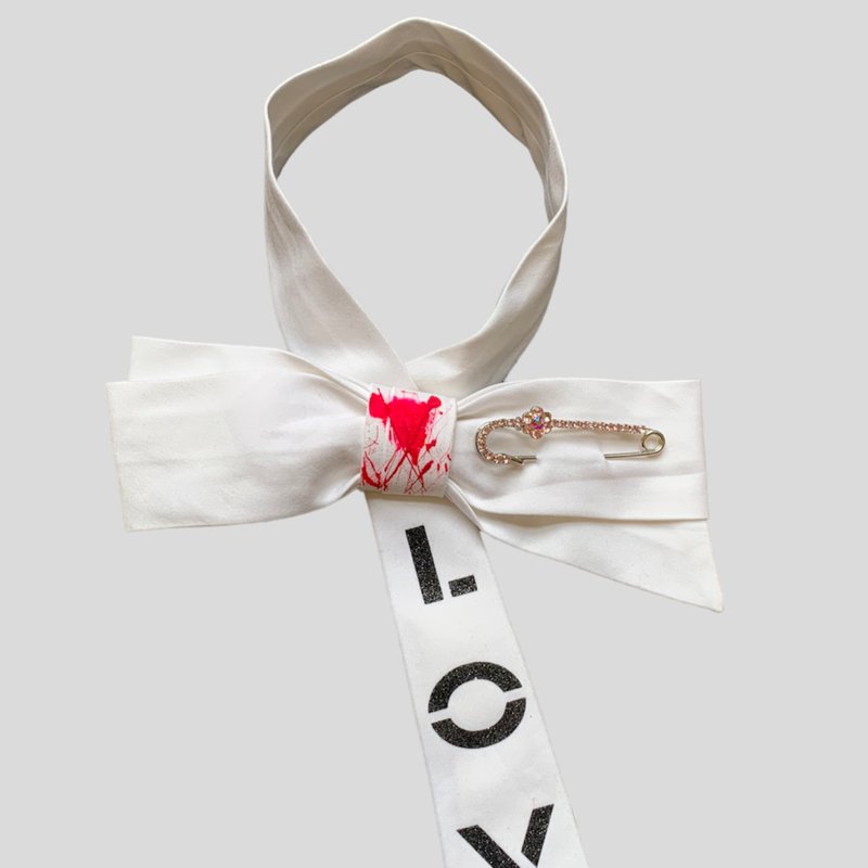 Shop Nandanie One Of A Kind:  X Hypnotiq The Painted Solid Grace Bow In White
