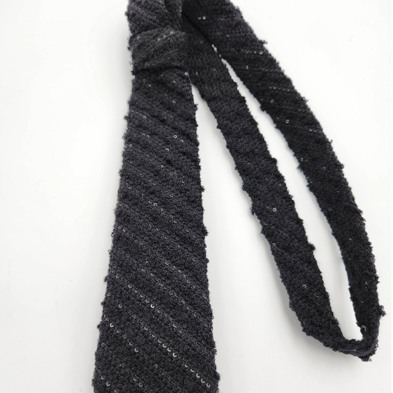 Nandanie Textured Sequin Plunge Necktie In Black