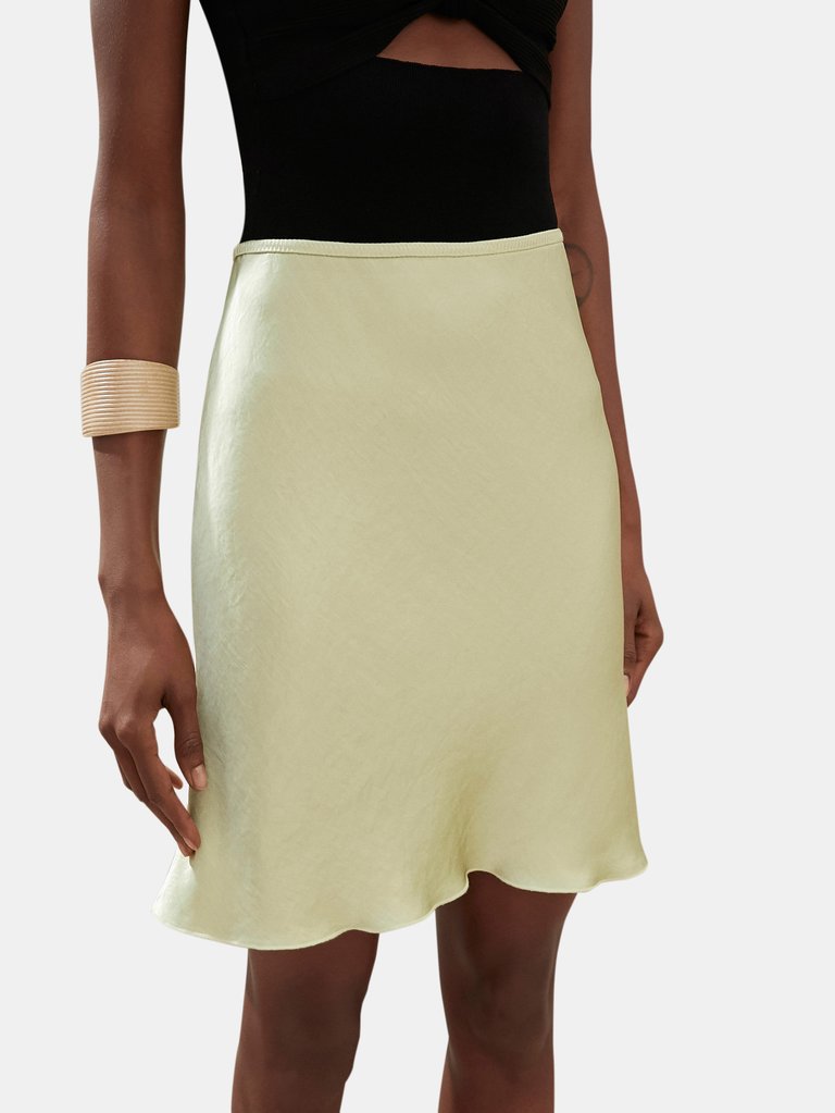 Gem Satin Mini Skirt  - Lime
