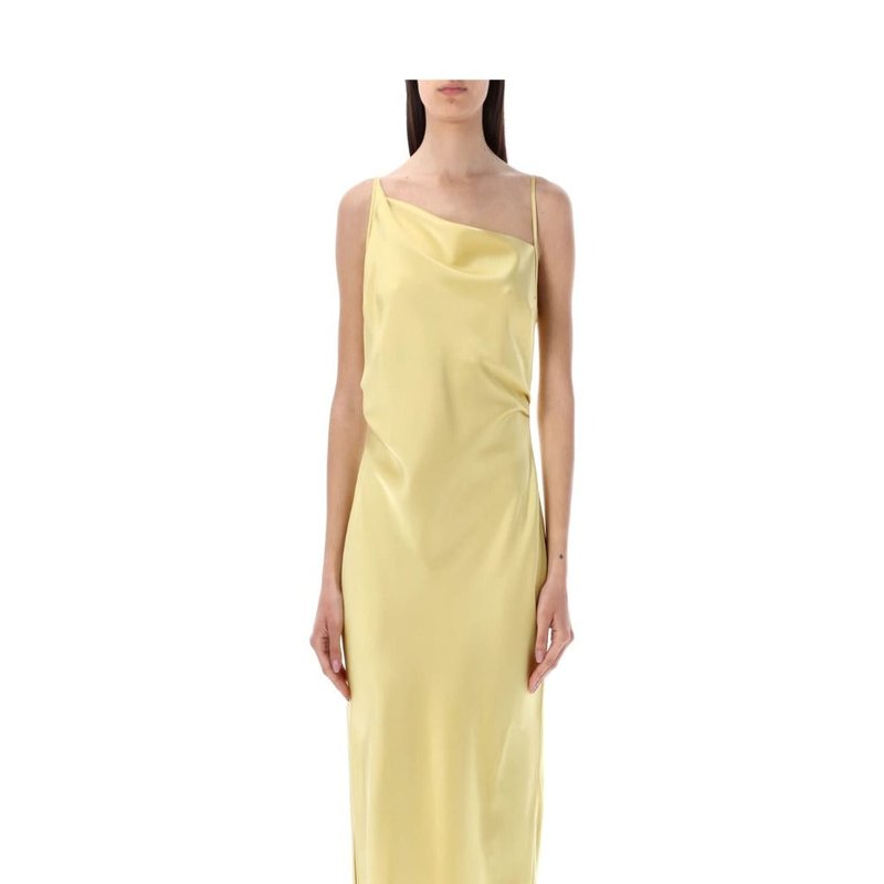 Shop Nanushka Lennie Satin Maxi Dress In Yellow