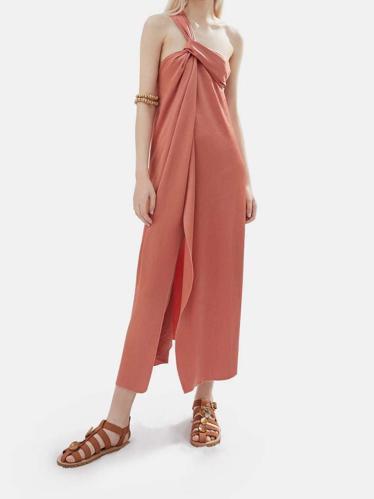 Nanushka Zena One Shoulder Satin Midi Dress | Verishop