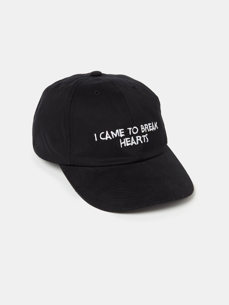 I Came to Break Hearts Embroidered Cap - Black