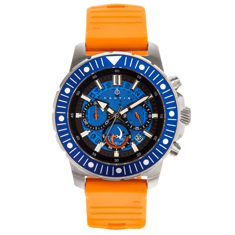 Nautis Caspian Chronograph Strap Watch With Date In Orange/blue