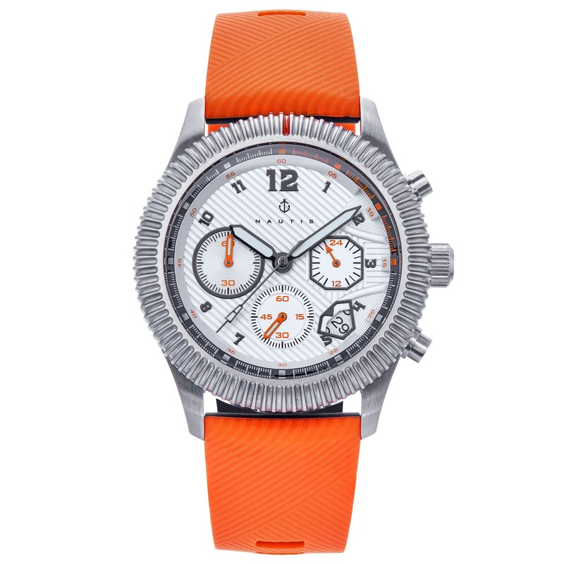 Nautis Meridian Chronograph Strap Watch W/date In Orange