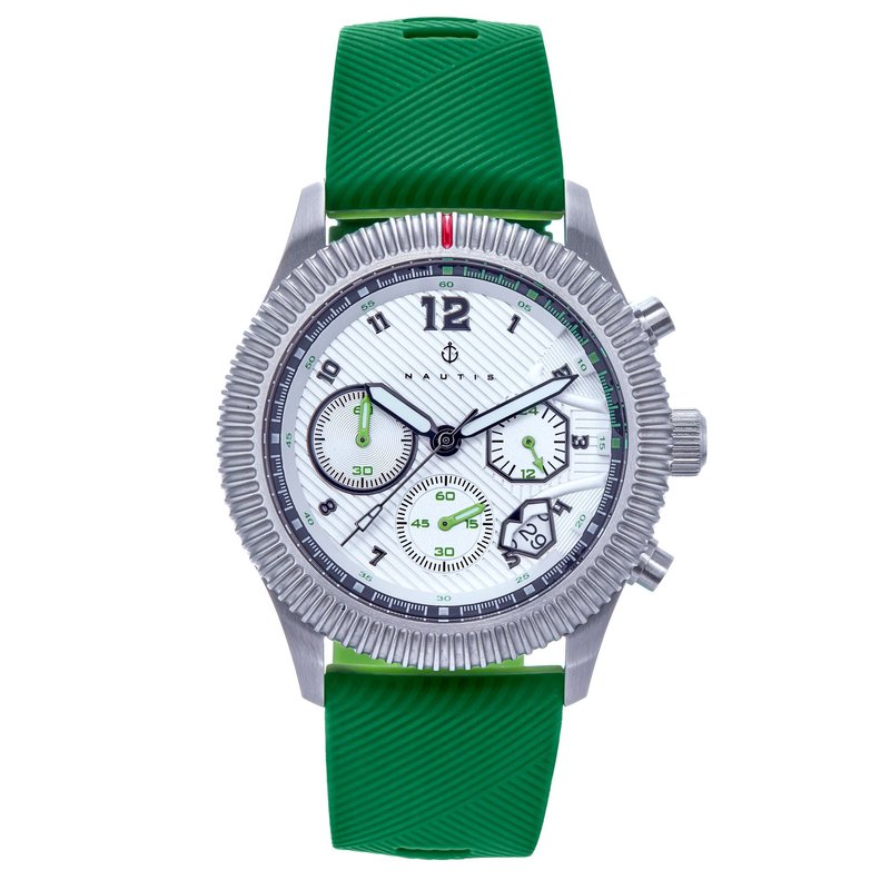 Nautis Meridian Chronograph Strap Watch W/date In Green / Silver / White
