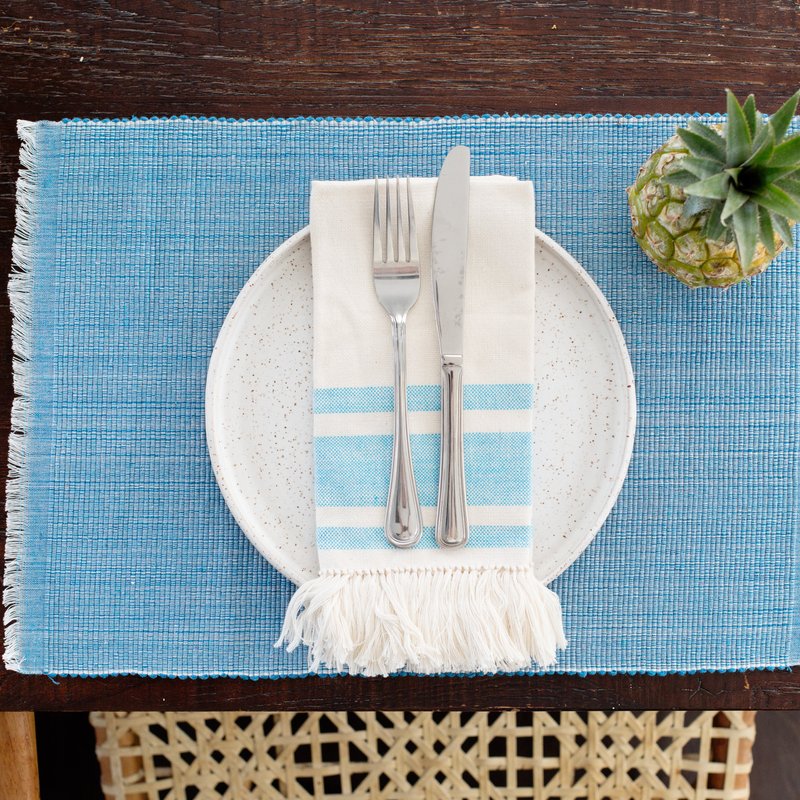 Shop Neepa Hut Woven Cotton Dining Placemat In Blue