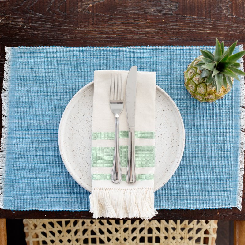 Neepa Hut Woven Cotton Dining Placemat In Blue