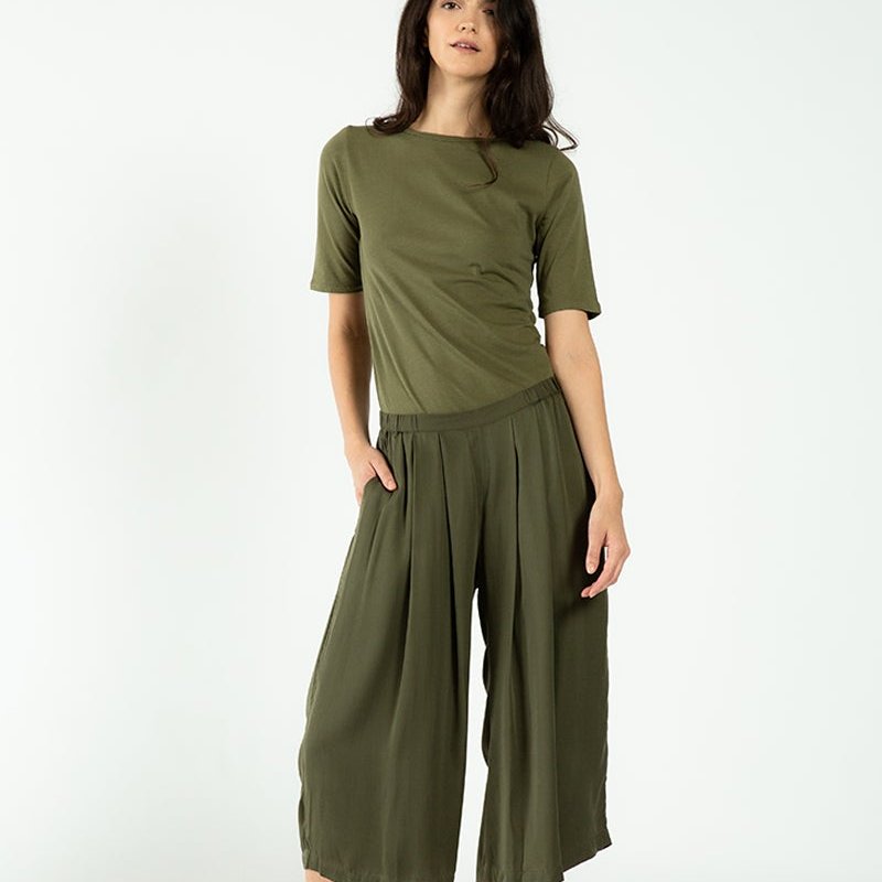 Neu Nomads Cropped Palazzo Pants In Green