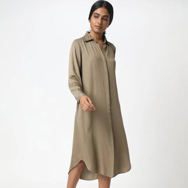 Neu Nomads Essential Shirt Dress In Brown