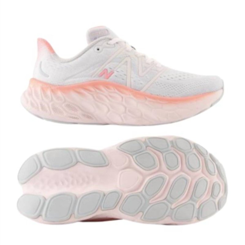 Shop New Balance Women's Fresh Foam X More V4 Running Shoes- D/wide Width In Quartz Grey/washed Pink/grapefruit
