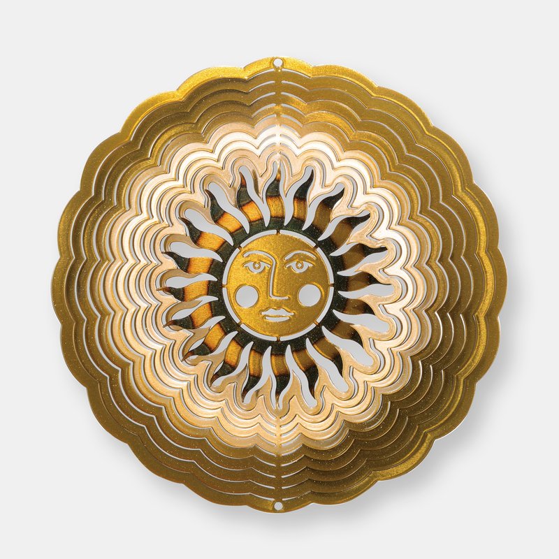 Metal Art Maker Medium Sun Face Antique Gold Wind Spinner