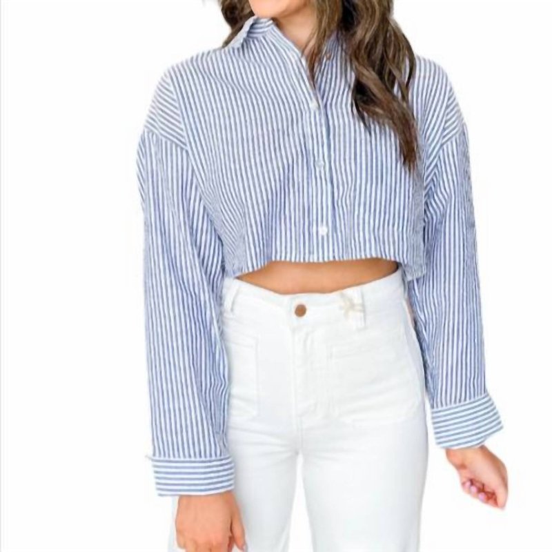 Shop Nia Austin Shirt In Blue And White