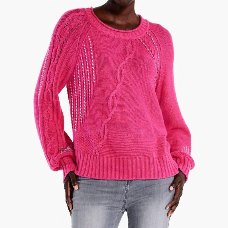Shop Nic + Zoe Crafted Cables Sweater In Pink