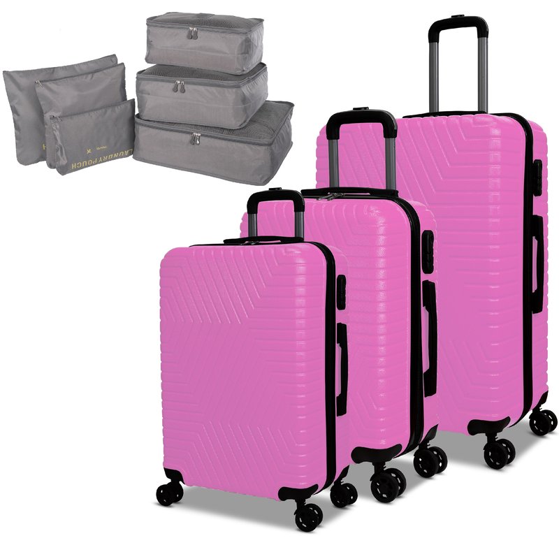 Nicci 3 Piece Luggage Set With Free Gift In Pink