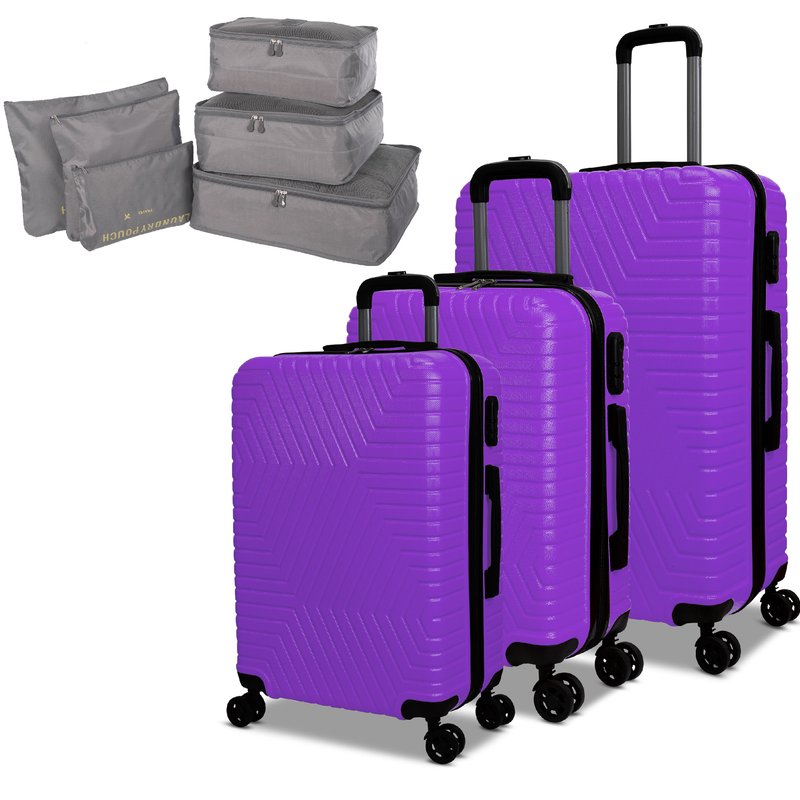 Nicci 3 Piece Luggage Set With Free Gift In Purple