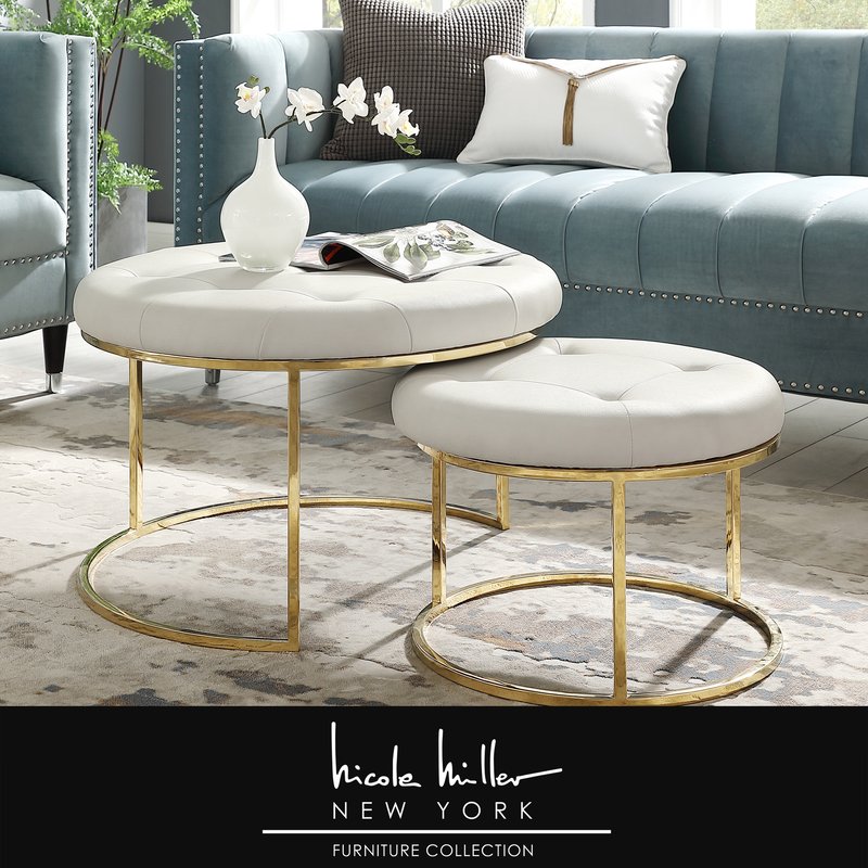 Nicole Miller Keanu Cocktail Ottoman In Gold