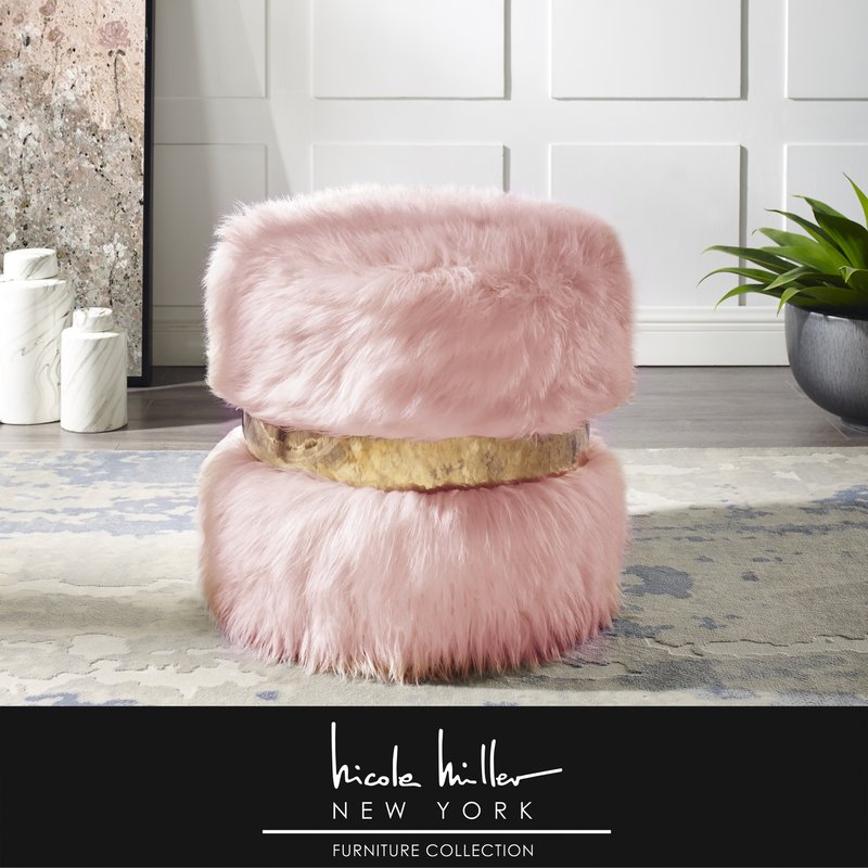 Nicole Miller Seagal Ottoman In Pink
