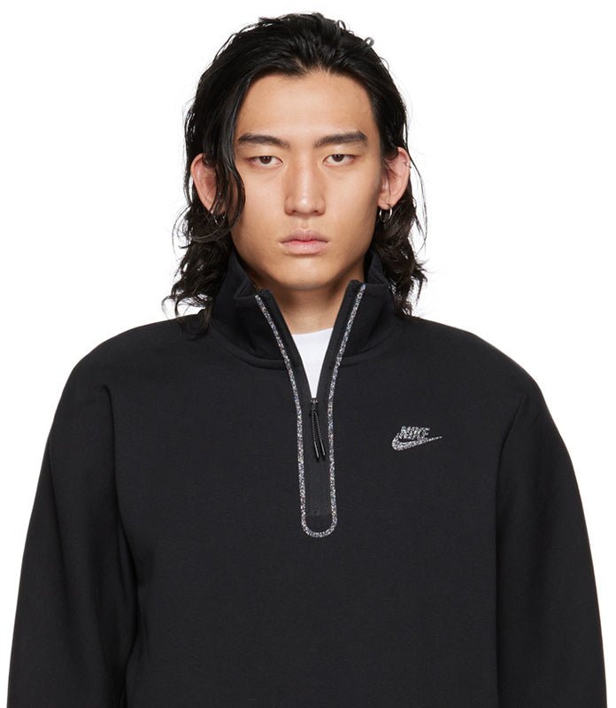 Shop Nike Men Solid Black Sportswear Half-zip Stand Collar Sweatshirt
