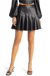 Anya Vegan Leather Pleated Mini Skirt - Black