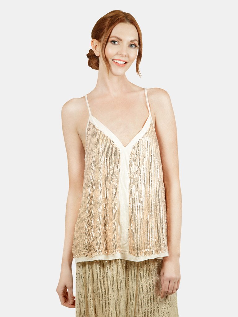 Meghan Sequin Tank - Champagne