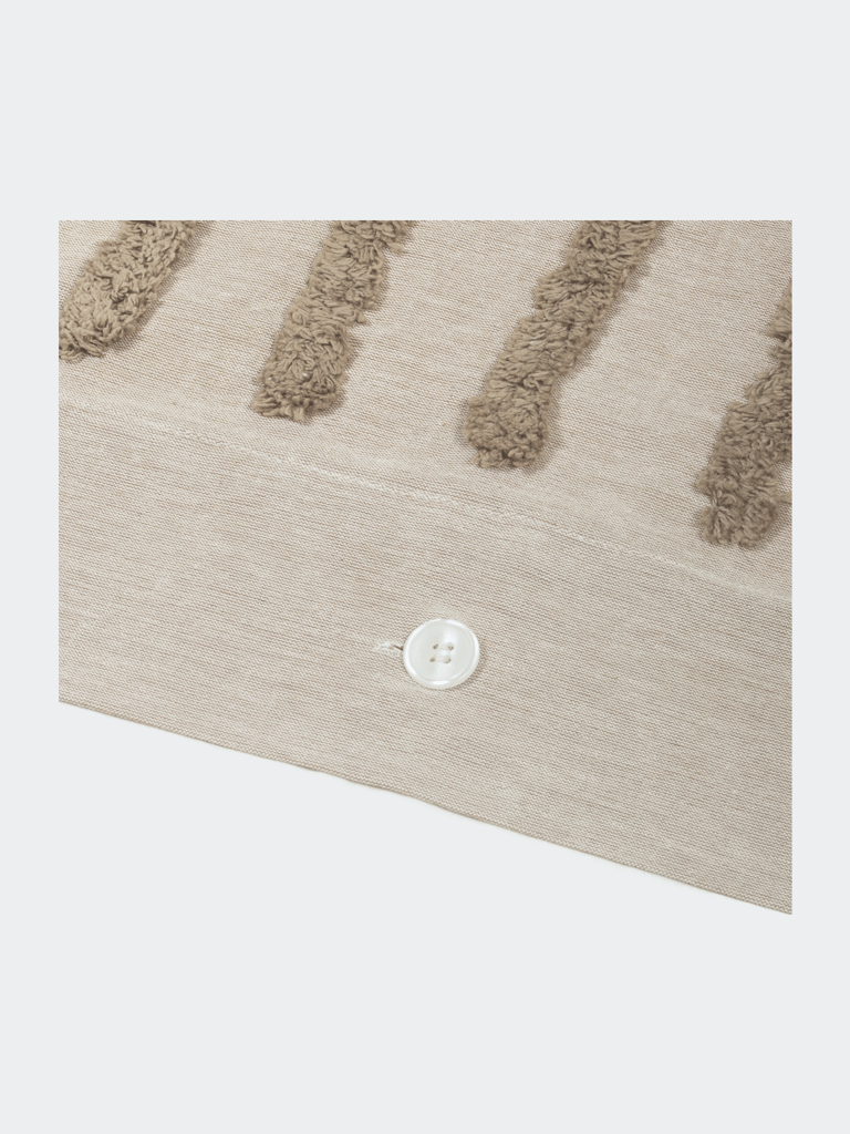 Polperro Beige Tufted Chenille Geometric Duvet Cover Set King (104" x 92") With Pillow Sham