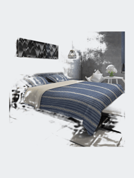 Polperro Blue Tufted Chenille Geometric Duvet Cover Set Twin XL (68"x92") With Pillow Sham