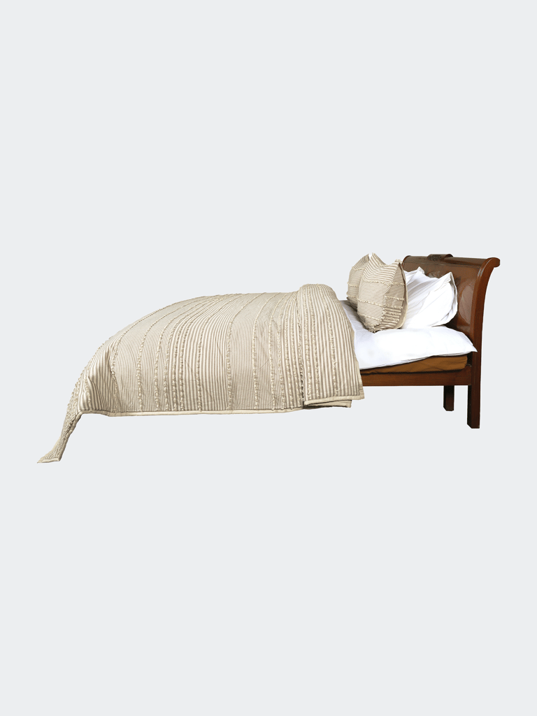 Uneven Stripe Beige And Brown Cotton King Comforter Set