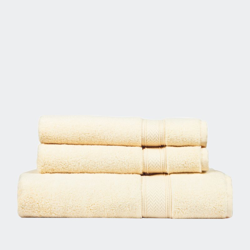 Ninety Six Zero Twist 3 Piece Towel Set In Yellow