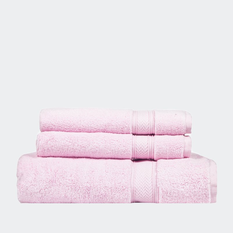 Ninety Six Zero Twist 3 Piece Towel Set In Pink
