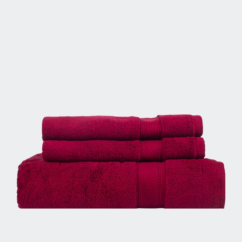 Ninety Six Zero Twist 3 Piece Towel Set In Red