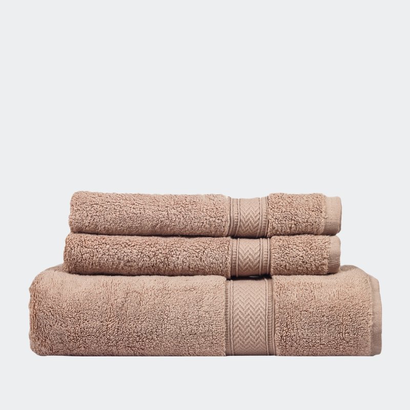Ninety Six Zero Twist 3 Piece Towel Set In Brown