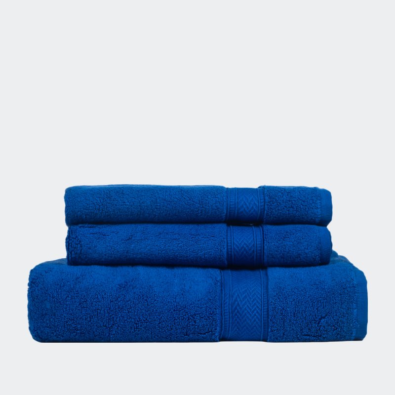 Ninety Six Zero Twist 3 Piece Towel Set In Blue