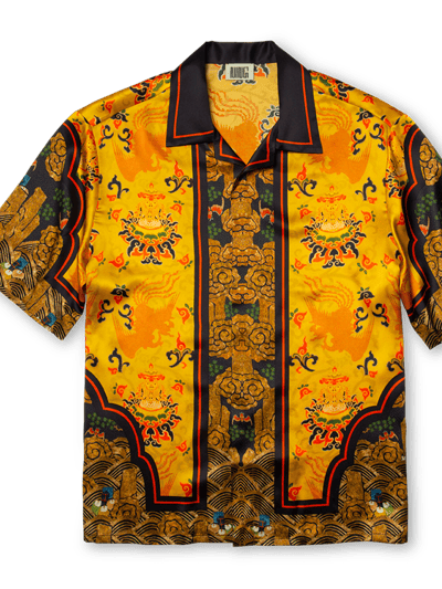 Ning Dynasty Short-Sleeved Traditional Silk Shirt In Yellow product