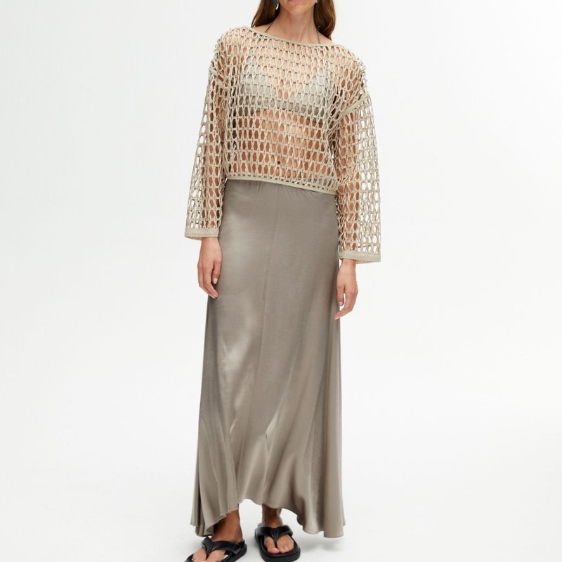 Shop Nocturne Asymmetrical Long Skirt In Grey